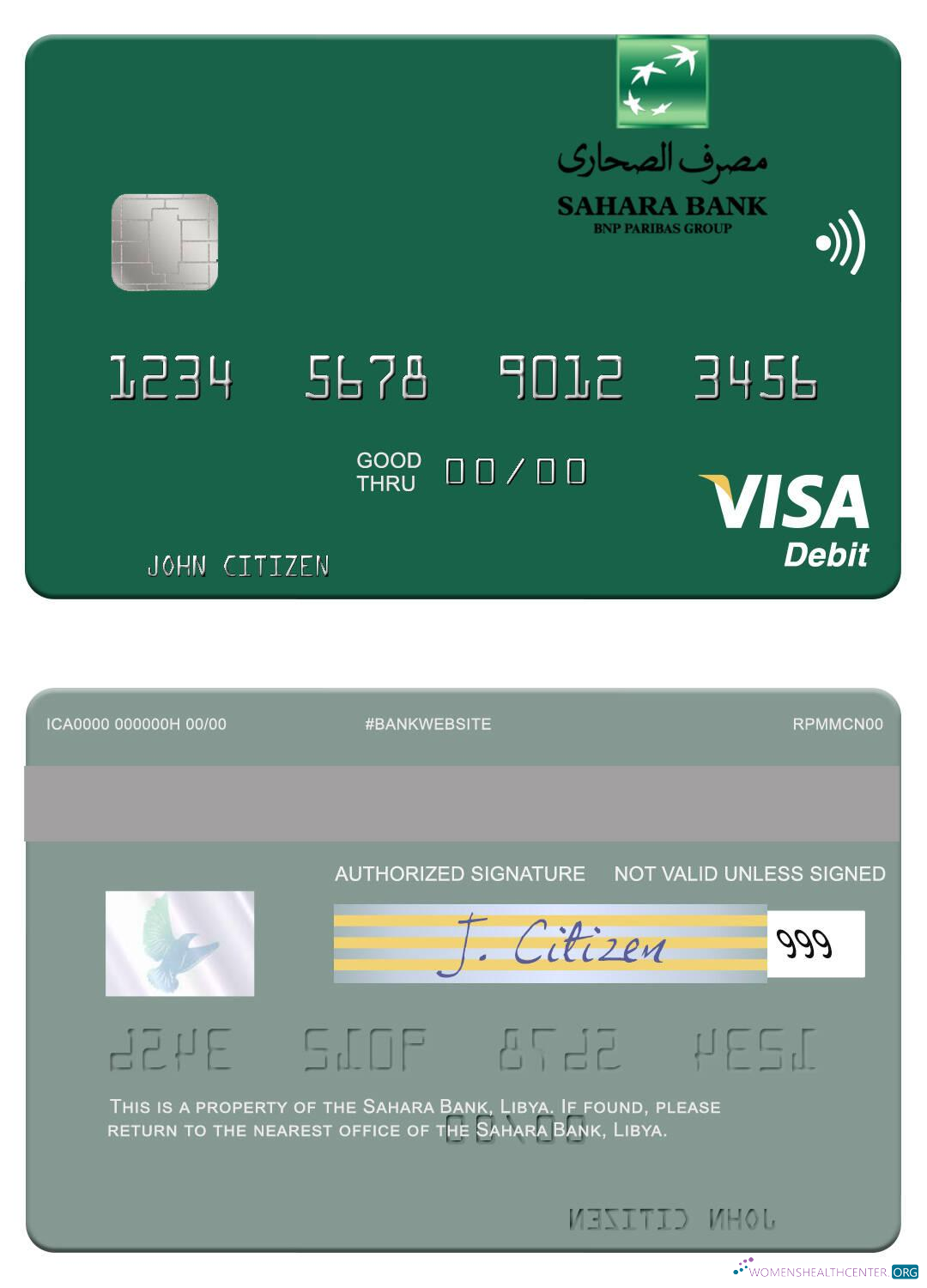 Download Libya Sahara Bank visa debit card Photoshop template